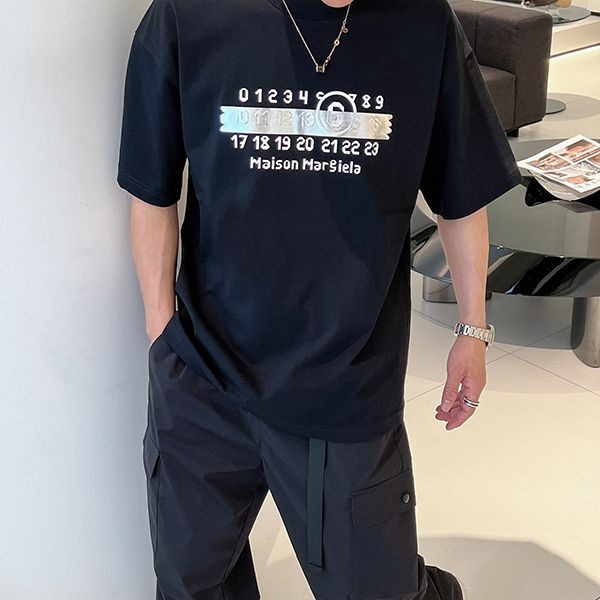 超人気 メゾンマルジェラ MM6 半袖 tシャツ コピーブラック Mac67837